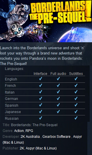 Borderlands: The Pre-Sequel + Shock Drop Slaughter Pit Steam - Click Image to Close